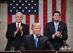 Trump delivers speech in the House of Representatives.