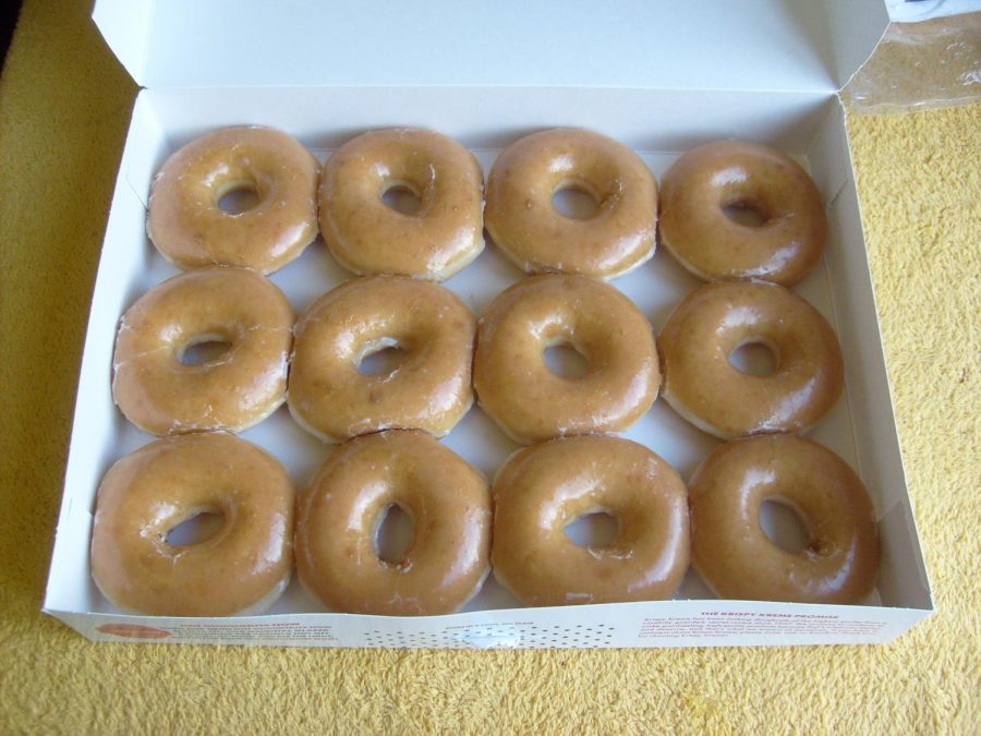 The Donut Guy selling his dounts to college students.