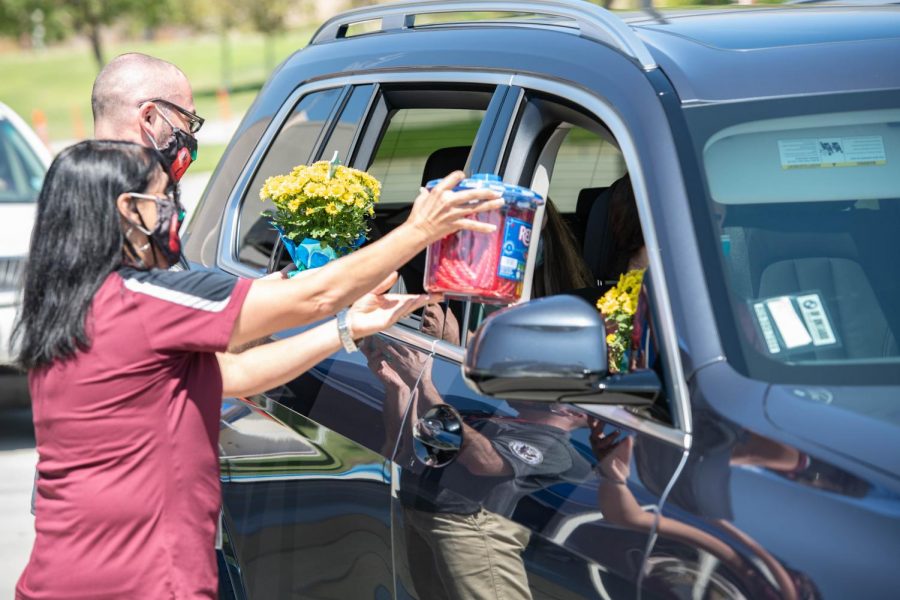 The August SOTM drive-thru was a way for teachers to see and honor their students while being safe. 