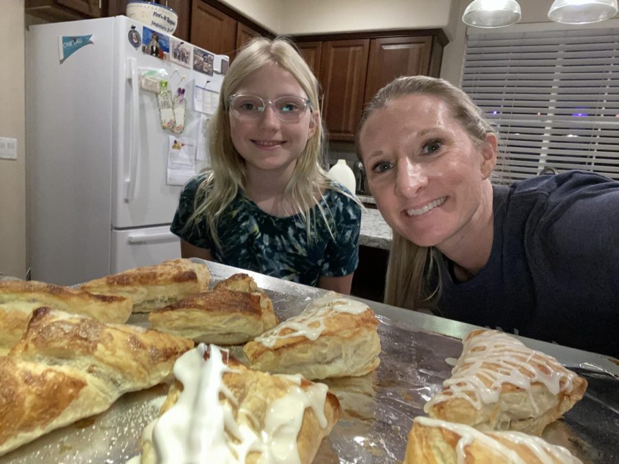 Mrs. Gossage has a lot of hobbies during quarantine, but she always loves baking with her daughter. 