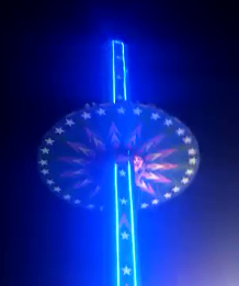 The attraction at a fair in Mohali, India. The height of this ride was 50 meters tall and fit 50 passengers.