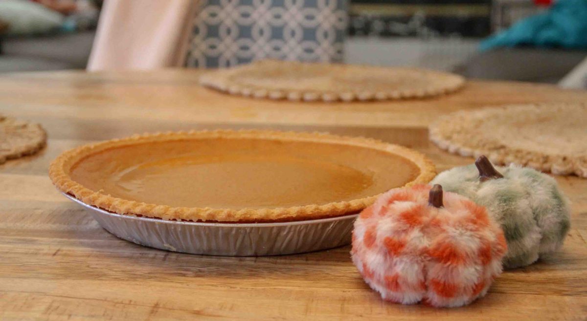 Pumpkin Pie is an iconic dessert eaten during Thanksgiving.