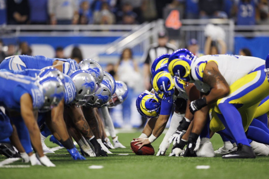 The Los Angeles Rams offensive line. Photo courtesy of Getty Images.