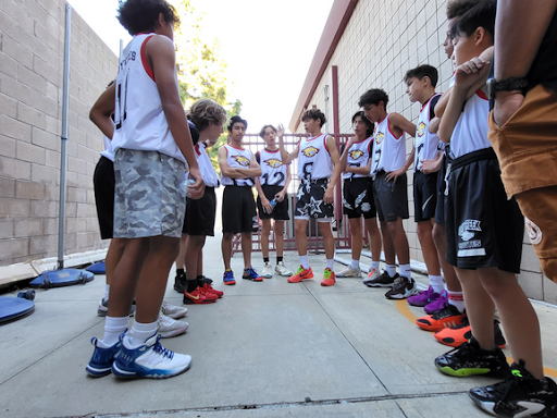 Halftime strategy as the Coyotes prepared for a second half against the Summit Sharks.