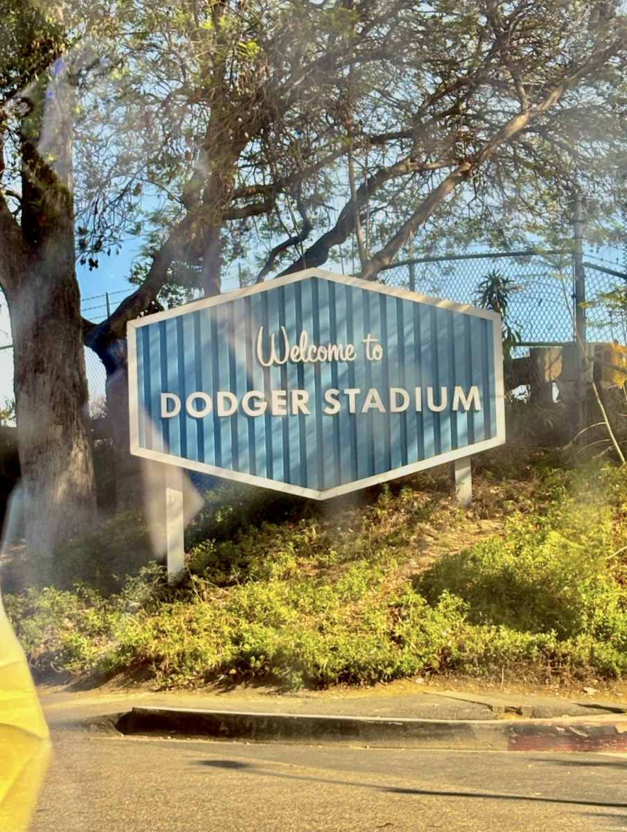 A sign at Dodgers Stadium greets fans and foes alike.