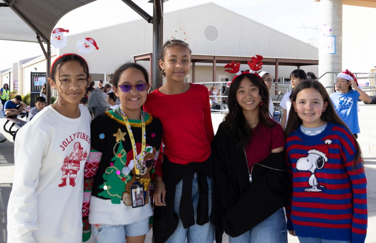 Students pose together in their Christmas attire.